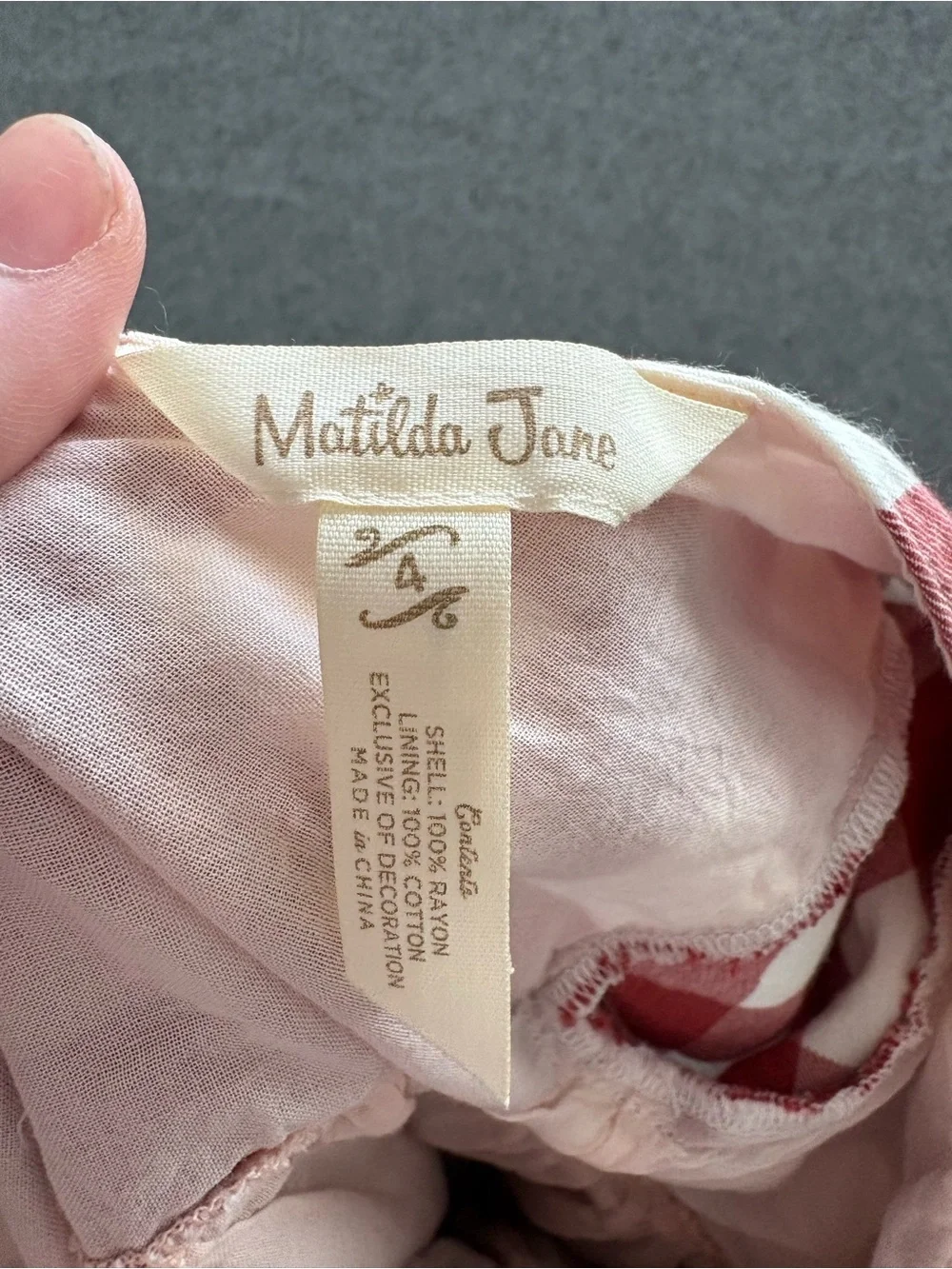 Matilda Jane Red Gingham Ruffle Lace Cottagecore Kassidy Dress Girls Size 4